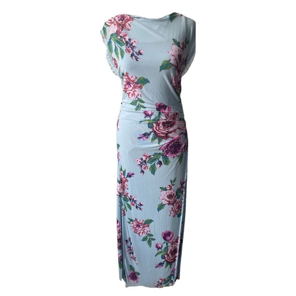 Free People Carmel Midi Blue Dress Size Large New - Picture 7 of 9